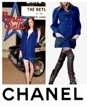 7K New Chanel 2013 Blue Black Pea Coat 38 40 42 6 8 10 Jacket Opt Gift Bag M L