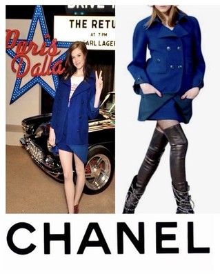 7K New Chanel 2013 Blue Black Pea Coat 38 40 42 6 8 10 Jacket Opt Gift Bag S M L