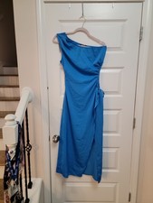 BTFBM One Shoulder Sleeveless Long Dress Sea Foam Blue Size Small EUC 