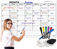 Large 36"X48" White Board Calendar Blank Dry Erase Calendar for Wall Big Dry Era