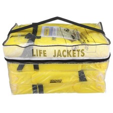 Yellow Adult Life Vests Set of 4 US Coast Guard Type II PFDs with Carry Bag