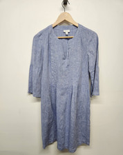 J. Jill Love Linen Women's Blue Linen 3/4 Sleeve Shift Dress, Sz XS, Above Knee