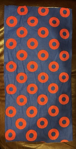 Phish Washable Fabric Face Cover Neck Gaiter - Fishman Blue with Red Donuts - Picture 2 of 7