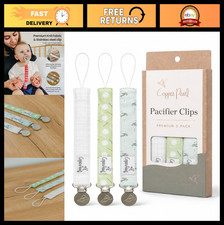 3-Pack Pacifier Holders - Premium Knit Binky Clips for Babies - Stylish No-Drop