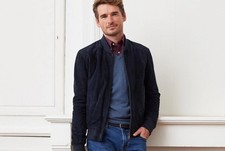 Blue Leather Jacket Men Pure Suede Flight/Bomber Size S M L XL XXL Custom - 324