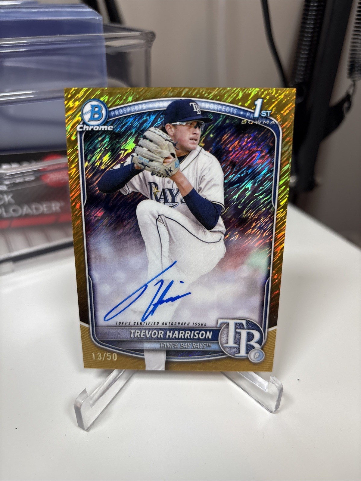 TREVOR HARRISON - 2025 Bowman Chrome - Gold Shimmer 1st Auto /50 #CPA-THA