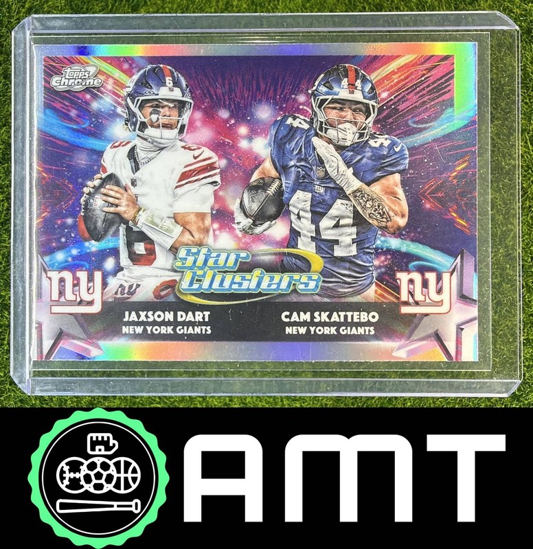 Cam Skattebo Jaxson Dart 2025 Topps Cosmic Chrome Star Clusters Giants RC