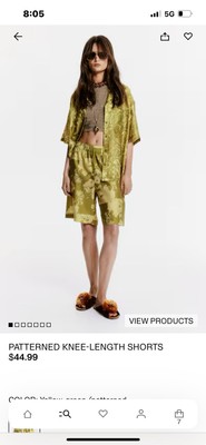 H&M THE WHITE LOTUS S Yellow Green Patterned Knee-Length Shorts Limited Edition