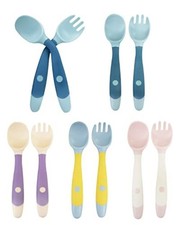 10 Pcs Toddler Utensils, Spoons and Forks Set with Bendable Handle, 5 Forks
