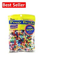 Bright and Fun 1000 Count Pony Beads - Ideal for Crafting and Learning 