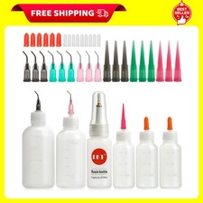 Fine Tip Glue Dispenser Set - 50ml Bottles with Luer Lock and Silicone Caps