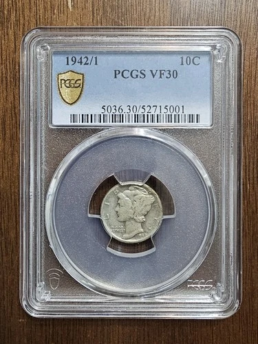 1942/1 Mercury Dime FS-101 PCGS Gold Sheild VF30 Overdate Cherrypickers Variety