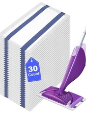 Disposable Mop Pad Refills Compatible with Swiffer Wet Jet White-60 Count