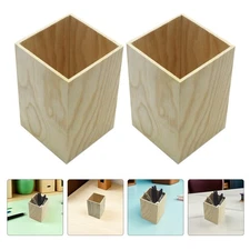 4 Pcs Pen Container Wood Holder Kitchen Cookware Organizer Desktop Stationary