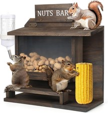 Squirrel Feeders for Outside, Large Carbonized Squirrel Feeder Chipmunk House, F