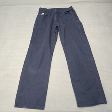 Bulwark FR Work CAT2 2112 Blue Carpenter Pants Men 34x31 Cotton Zip Solid