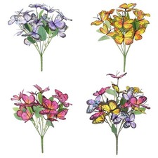 Artificial Silk Butterfly Stems with Leaves Colorful Faux Floral Decor 33cm