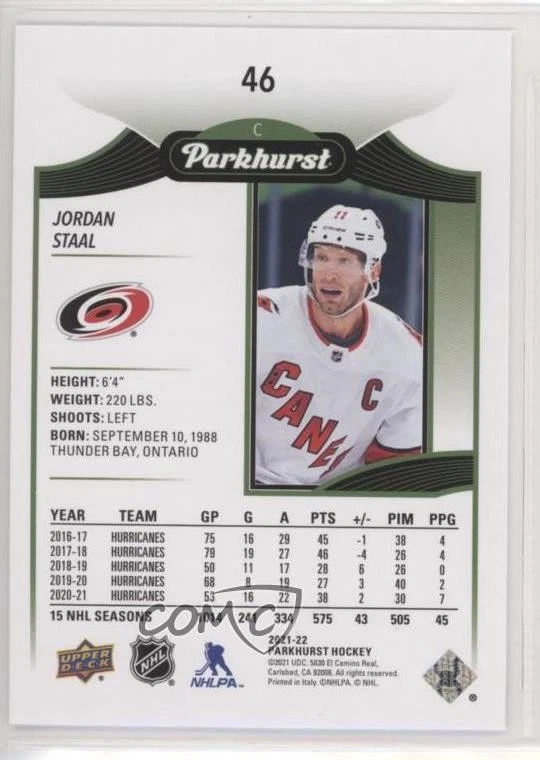 2021-22 Upper Deck Parkhurst Emerald Ice /10 Jordan Staal #46 - Image 2 of 2