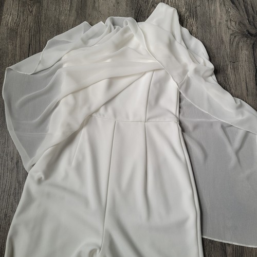 $645 HALSTON Mono Transparente Un Hombro Pierna Ancha Talla 0 Boda Ensayo Formal - Imagen 11 de 14