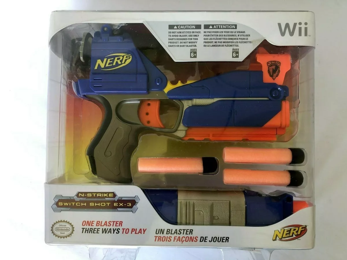 Nintendo Wii Nerf N-Strike Switch Shot EX-3 Controller Blaster Gun & 3 Darts NEW