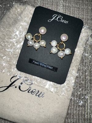 J. Crew fresh water pearl Drop Dangle Earrings Pierced new