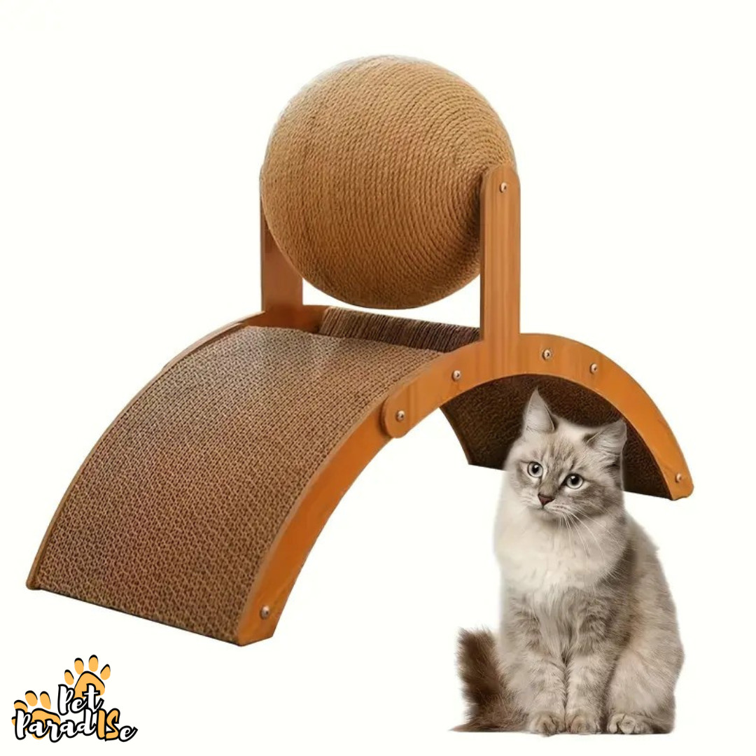 Tiragraffi per Gatti E Animali Domestici in Legno con Raschietto Palla in Sisal