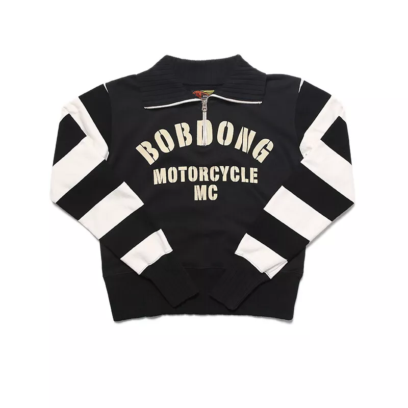 BOB DONG MOTORCYCLE DESPERADO Half Zipper Short Sweatshirts Mens Pullover  Cotton