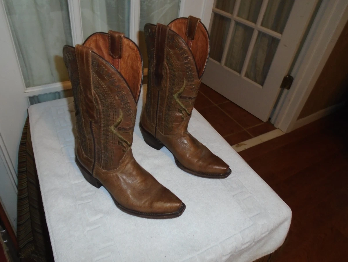 Pistolets dor s cuir marron incrustation orteil et brod s cowgirl bottes femmes