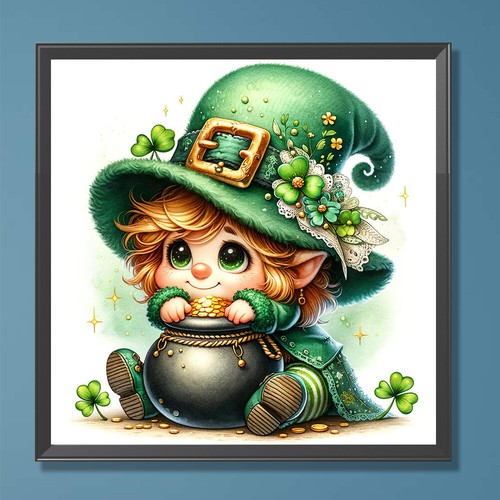 5D Zum Selbermachen Vollrunder Bohrer Diamond Painting St. Patrick Day Wichtel Kit Dekor 30x30cm