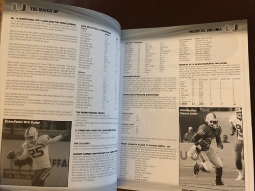 Miami Hurricanes 2009 Game Programs Joe Joseph Javarris James Darryl Sharpton - Picture 9 of 12