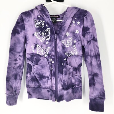 Eyeshadow Girl's Purple Tie Dye Butterfly Screen Print Full Zip