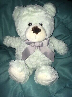 Animal Adventure Teddy Bear Plush Pastel Mint Green W/Gray Bow Soft Stuffed 11