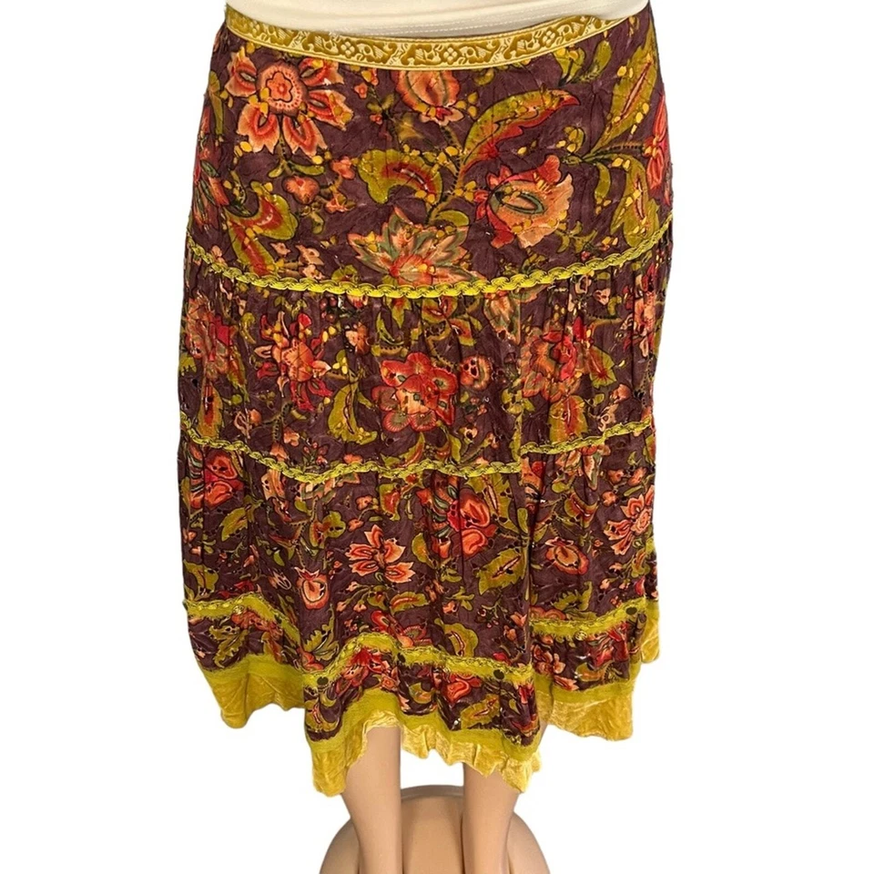 Falda midi boho floral en capas talla 4 Cynthia Steffe para mujer Foto 3 de 4