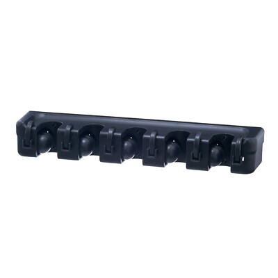 5-Slots & 6-Hooks Black Mop and Broom Organizer, by Superio
