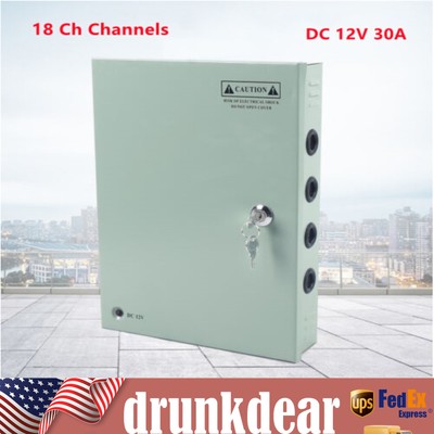 12VDC 18CH 30A Security Camera Power Supply Box Distribution For CCTV DVR System
