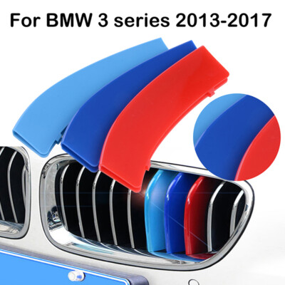 M-Sport Style Grille Clip Stripes For BMW 3 Series F30/F31/F35 (2013-2017) – 11-Bar Glossy ABS Plastic, 3-Color Cover 7 thumbnail image