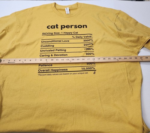 Cat Lady Box Womens Cat Person Nutrition Crew Neck SS T-Shirt Sz 3XL Yellow - Picture 6 of 7
