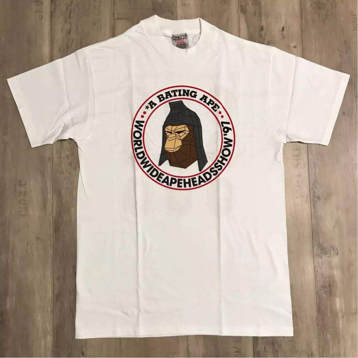 1997 BAPE heads show T-shirt vintage oneita White A Bathing Ape