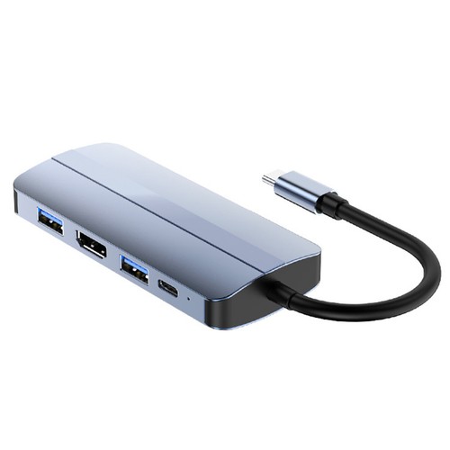 5-in-1 USB C Hub USB Type C to USB 3.0 2.0 RJ45 4K HDMI USB C PD 87W Adapter - 第 1/4 張圖片