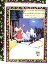 Mary Engelbreit-FROM HILL TO HILL MOON BELLS MIST-Sunrise Vintage Christmas Card