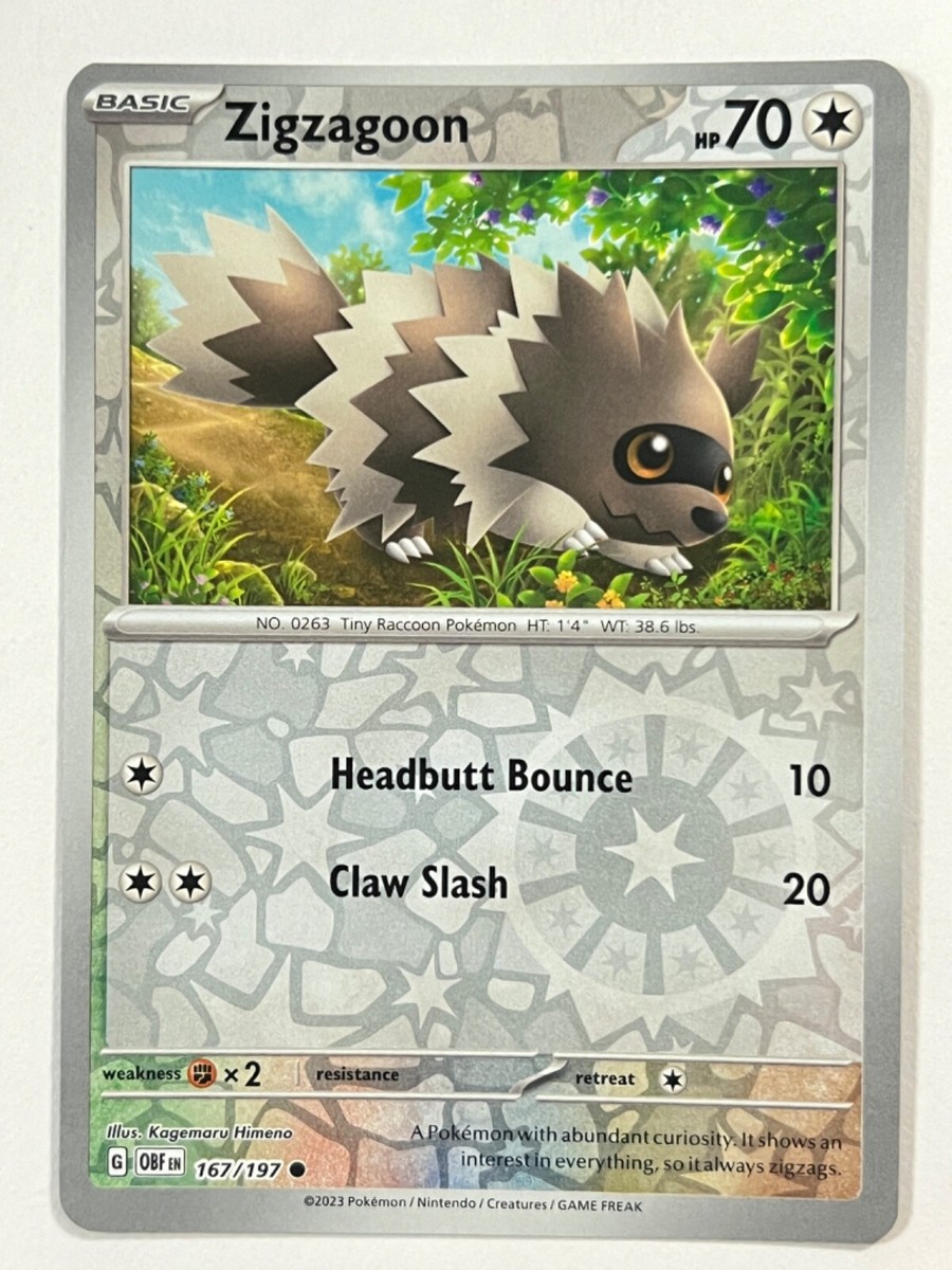 Zigzagoon 167/197 Reverse Holo Common - Obsidian Flames Zigzagoon 167/197 Reverse Holo Common - Obsidian Flames