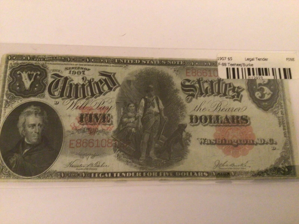 F-88 1907 $ 5,00 "Woodchopper" Teehee/Burke serie # E866108125 Foto 4 de 4