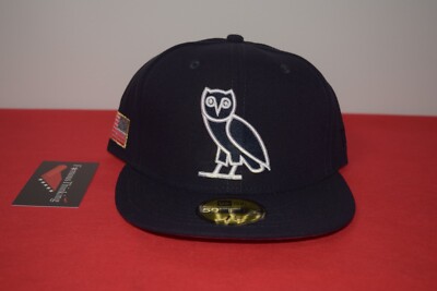 OVO X New Era Owl Drake Fitted Hat 59Fifty USA Flag not hatclub