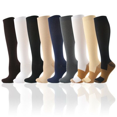 Black Copper Compression Socks 20-30 mmHg Closed Toe Knee High Strength S-XXL