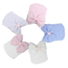 Newborn Baby Infant Girl Toddler Comfy Bowknot Hospital Caps Warm Beanie Hat