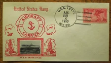 Pre stamped USS Leyte Aircraft Carrier United States Navy Envelope W/ Picture