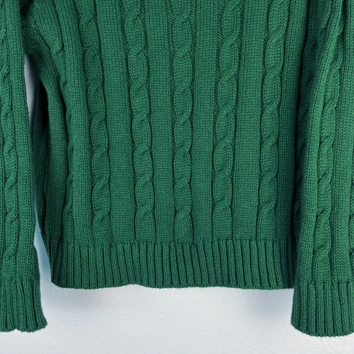 Bella Bliss Cotton Cable Knit Pullover Sweater Hunter Green Size 5 - Picture 6 of 10