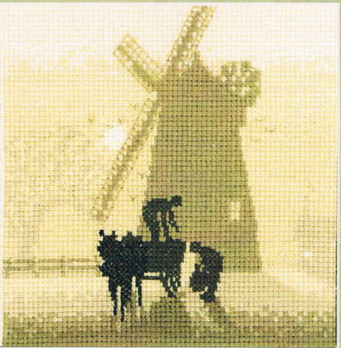 Heritage Crafts Cross Stitch Kit - Silhouettes, Windmill