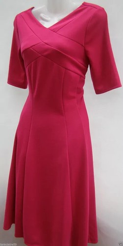 MARKS & SPENCER ABITO ROSA ELASTICIZZATO IN JERSEY ADERENTE E SVASATO Taglia 10