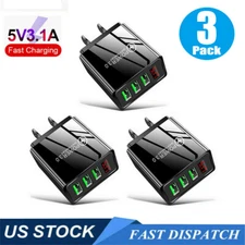 [3-Pack] 3 Port USB Home Wall Fast Charger for Cell Phone iPhone Samsung Android